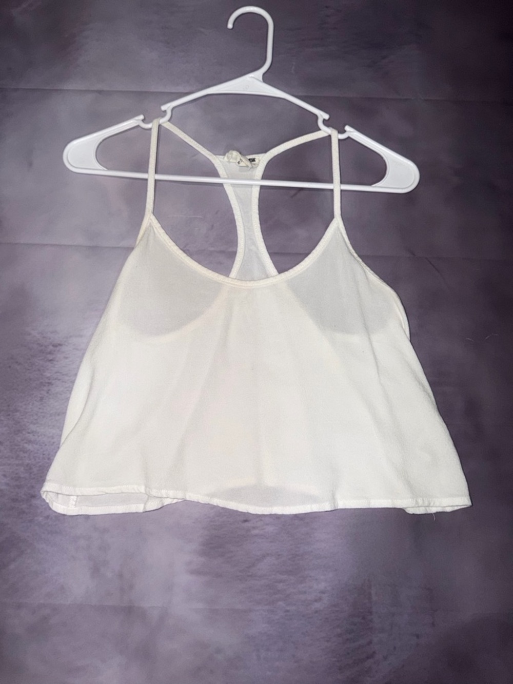 LA Hearts White Cropped Tank with Racerback Straps